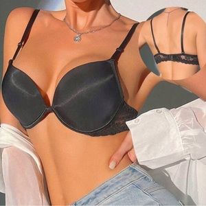 SHEIN Black Lace Push-Up Bra Padded Sexy Adjustable Removable Straps XS 32B 32C